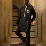 ADUWA TWO-PIECE EMBROIDERED BLACK KAFTAN