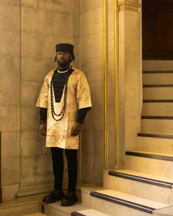The Regal Bloom - Beaded Damask Tunics X Two-Piece Suede Kaftan & Matching Beaded Cap
