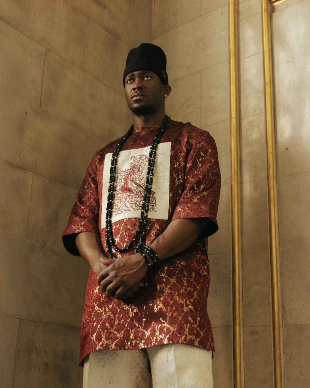Aduwa Regal Two-Piece —Embroidered Damask Tunics X Wide-Leg Oversized Pants