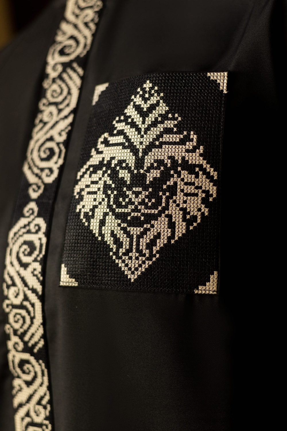 ADUWA TWO-PIECE EMBROIDERED BLACK KAFTAN