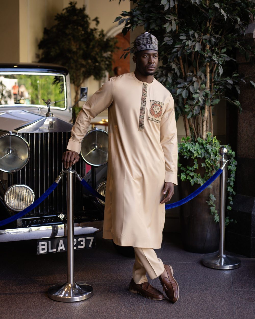 ADUWA TAN TIGER KAFTAN SET