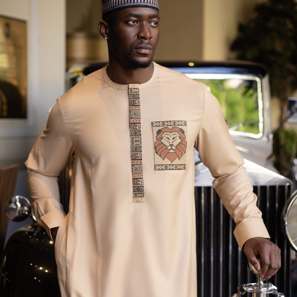 ADUWA TAN TIGER KAFTAN SET