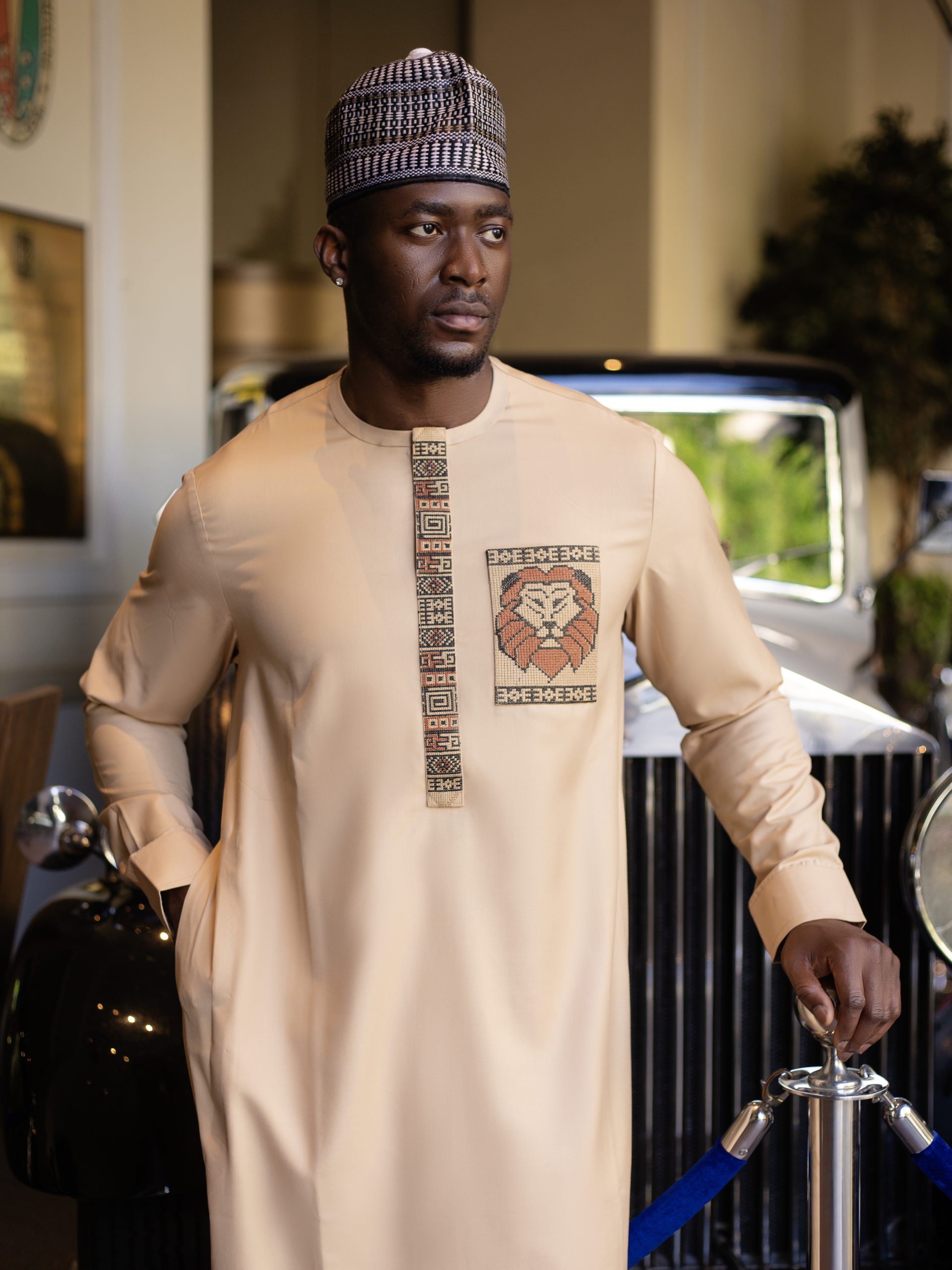ADUWA TAN TIGER KAFTAN SET