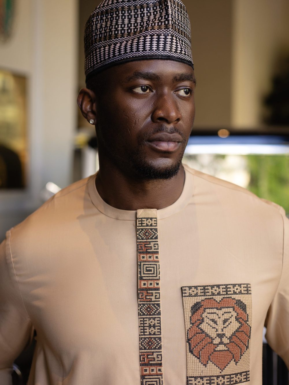 ADUWA TAN TIGER KAFTAN SET